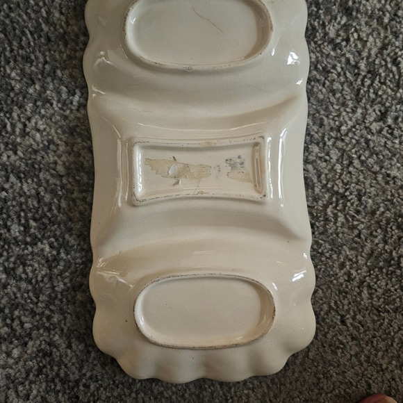 Vintage Stoneware Apple Spongeware 3-Part‎ Divided Relish Tray - Picture 2 of 6